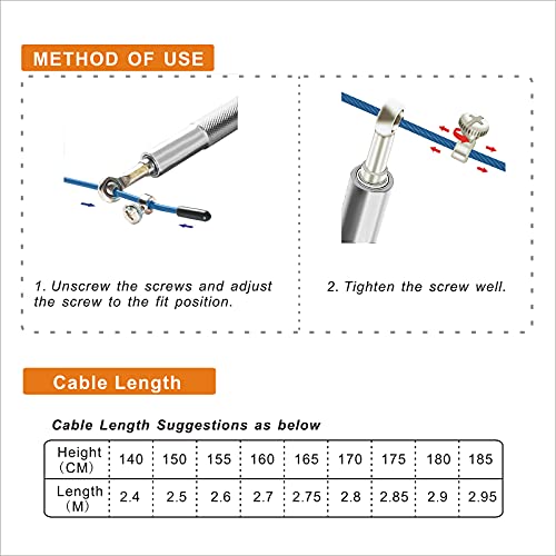 Speed Jump Rope - 360° Swivel Ball Bearing - Adjustable steel coated rope-Aluminum Anti Skipping Handle -Fitness Training Boxing Sports Exercises -Suitable for Kids and Adults - color: Sillver