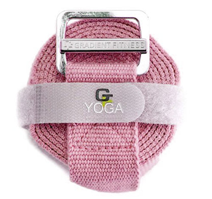 Yoga Strap, Friction-Less Easy-Feed Buckle, Super Soft Cotton/Polyester Blend Webbing, Free eGuide. (8 Feet) - color: Pink
