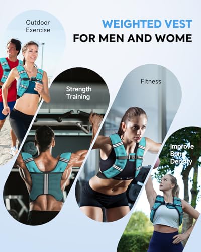 Weighted Vest for Men Women, 6/8/12/16/20/25lbs with Detachable Phone Pouch - color: Blue, size: 12LB