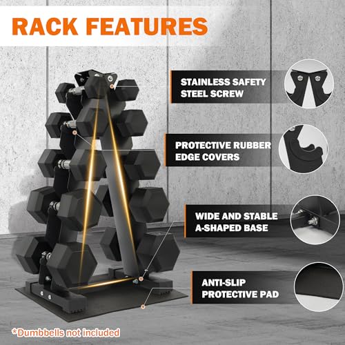 Fitvids A-Frame Dumbbell Weight Rack, Vertical Storage Rack for Dumbbells, Weight Stand Only for Home Gym Space Saver - style: A-Frame, 5-Tier