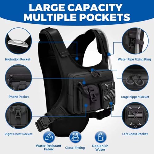 USA Patent Running Hydration Vest Backpack, Lightweight Chest Pack with 2.0L Water Bladder Bag Daypack for Hiking Running Cycling Race Marathon for Women Men - color: Black