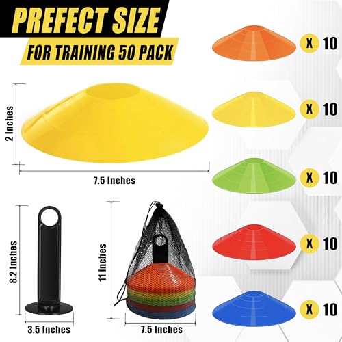 Agility Ladder, Football Training Equipment Set, 20 feet 12 Rungs Speed Ladder,50 Disc Cones,Resistance Parachute, Jump Rope, 5 Resistance Bands for Workout