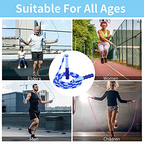 Jump Rope, Adjustable Length Tangle-Free Segmented Soft Beaded Skipping Rope, Fitness Jump Rope for Kids, Man, and Women Weight Loss 9.2 Feet