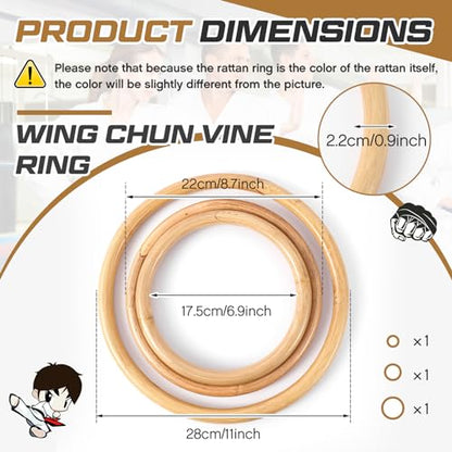 Blueweenly 3 Pcs Kung Fu Ring Wing Chun Wing Chun Training Equipment for Training Kung Fu - color: Rattan, size: 7, 9, 11 Inches