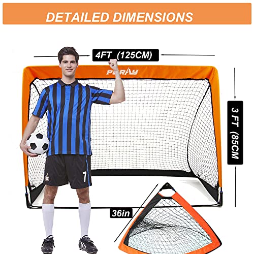Poray Portable Soccer Goal Pop Up Soccer Net for Kids and Adults with 210D Oxford Fabric & Extra Stakes,Birthday Gift & Fun for Backyard and Soccer Training