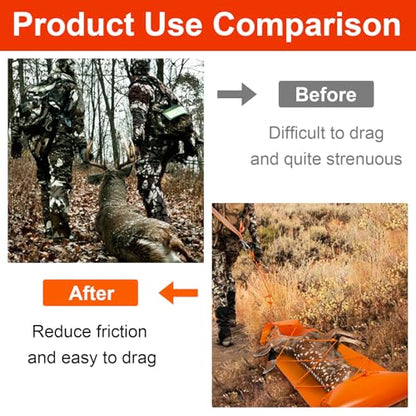 1.2MM Thickened Deer Drag Sled Tear-Resistant Deer Dragging Sled Game Hauler for Hunting with Odocoileus virginianus Drag Harness and Handle, Save Effort Hunting Gear Accessories