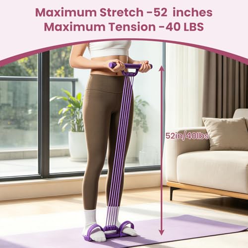3-in-1 Multifunctional Pedal Resistance Band with Handle, Natural Latex Tension Rope, Portable Pocket Gym for Abdomen Waist Arm Leg Stretching Training, Home Office Travel
