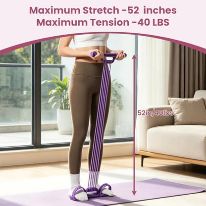 3-in-1 Multifunctional Pedal Resistance Band with Handle, Natural Latex Tension Rope, Portable Pocket Gym for Abdomen Waist Arm Leg Stretching Training, Home Office Travel
