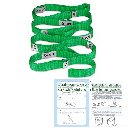 Stretching Strap Yoga Strap with 10 Loops, Non-Elastic Stretch Band for Physical Therapy, Flexibility, Exercise, Pilates, Dance & Gymnastics Workout