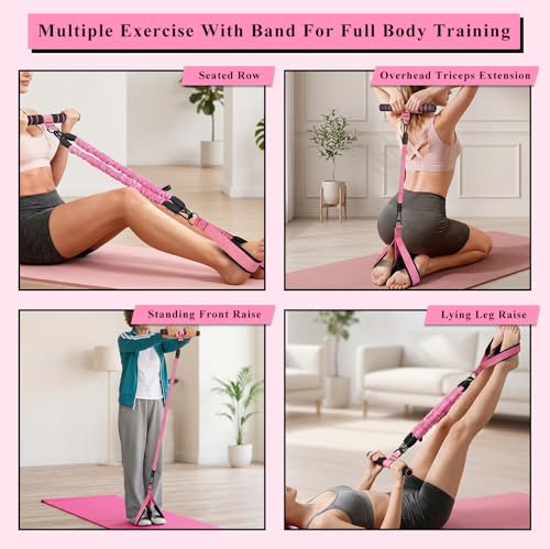 Upgraded Multifunction Pedal Resistance Band with Handle, 3 Tube Adjustable Foot Resistance-Bands for Abdomen, Waist, Arm, Core, ABS, Leg Workout, Sit Up Exercise Equipment for Women