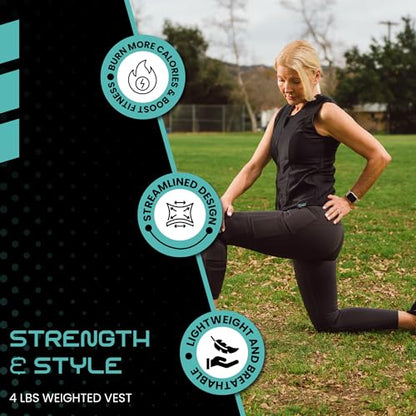 Challenge Weighted Workoutwear Weighted Vest for Women - 4 lb Body Weight Vest with Flexible Thin Weights - Removable Weights for Walking, Running, Cardio, Strength Training, Weight Loss - size: large
