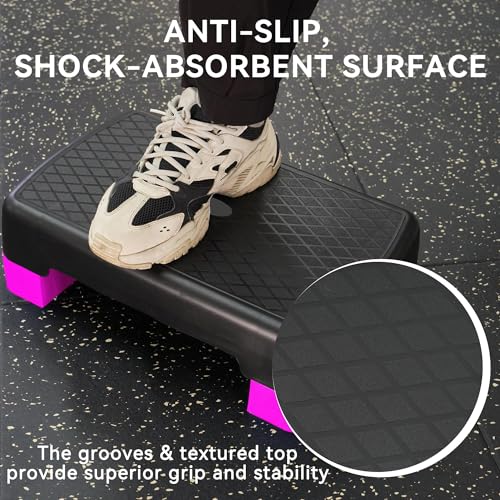 18" Aerobic Exercise Step Platform, Lightweight Portable Step Up Platform Trainer, Adjustable Height 3.9”5.9” for Home Gym