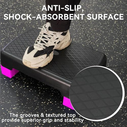 18" Aerobic Exercise Step Platform, Lightweight Portable Step Up Platform Trainer, Adjustable Height 3.9”5.9” for Home Gym