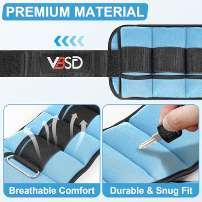 Adjustable Ankle Weights for Men Women, 2 4 6 8 10 lbs 1 Pair Leg Weight Straps, Weighted Ankle Weight Set with Removable Sandbags for Walking Running Yoga Physical Therapy Gym Home Workout
