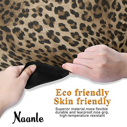 Naanle Leopard Yoga Mat with Carrying Bag Set, Leopard Print Exercise Mat Foldable Non Slip Travel Lightweight Workout Rug for Home Gym Yoga Pilates Stretching Floor Fitness 71x26 in - color: White 02
