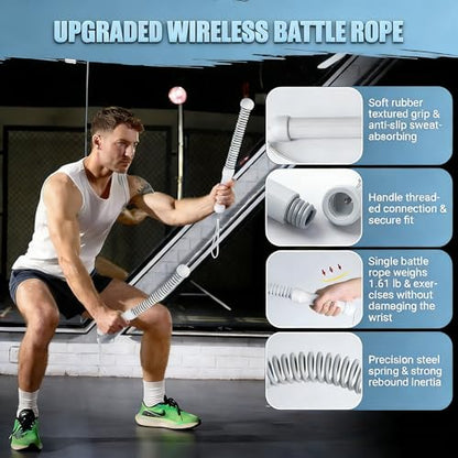 2PCS Weighted Ropeless Battle Ropes for Home Gym, Heavy Duty Arm Exerciser for Strength Training, Portable Battle Rope for Advanced Workouts and Core Muscle Building (Grey 3)