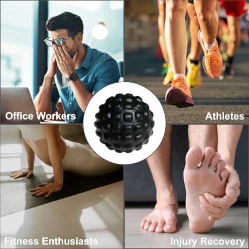 Firm Foam Massage Ball for Deep Tissue and Myofascial Release. 2.9″ High-Density Hard Fascia Ball for Muscle Knots, Recovery, Trigger Point Therapy, Pain Relief, Foot Plantar Fasciitis. (Black) - color: Black