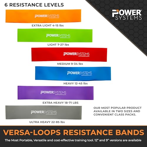 Power Systems Versa Loops Commercial Grade Resistance Bands 10 Pack Color Coded Exercise Loop Bands for Strength Training Physical Therapy Home Gym - style: Light