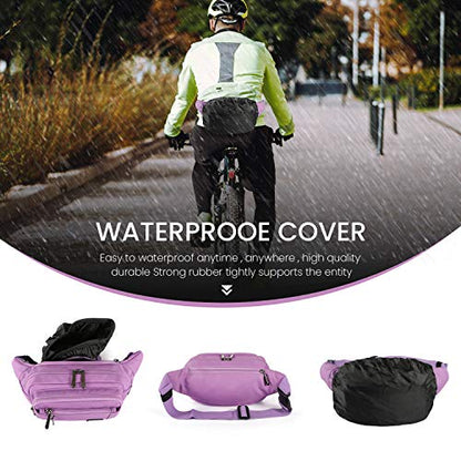 CXWMZY Fanny Packs For Women & Men Waist Pack Hip Bum Bag with Multi-Pockets Large Capacity Waterproof Casual Bum Bag for Disney Traveling Casual Cycling Running Hiking - color: Purple_3