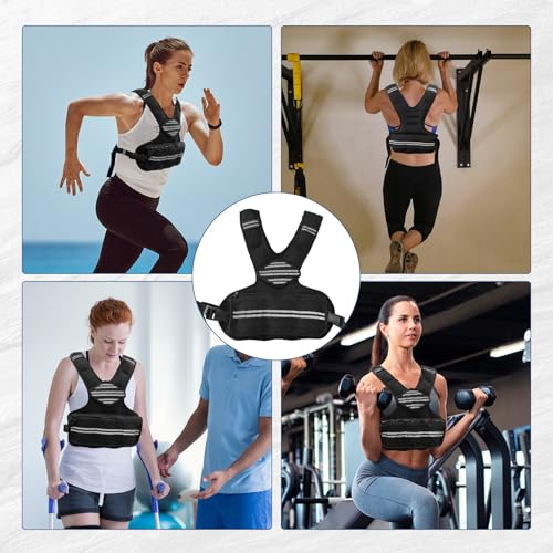 Adjustable Weight Vest for Home Gym，Wearable Weighted Vest for Jogging,Walking, Running with Reflective Strips and Mesh Pockets