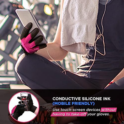RDX Weight Lifting Gloves Gym Workout, Full Finger Touch Screen, Breathable Anti Slip Padded Palm Protection, Fitness Strength Training Powerlifting HIIT WOD Exercise, Men Women Home Gym Cycling - color: PINK, size: Small