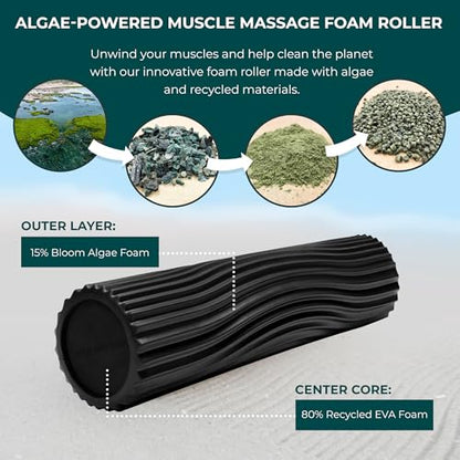 Soft Tidal Roller (Black) - Low Density Foam Roller for Physical Therapy, Back Pain, Excercise & Stretching - Wave Textured - Yoga, Athletics, & Wellness - Full Size, 20" x 5" - color: Black