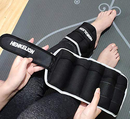 Henkelion 1 Pair 2 3 5 10 Lbs Adjustable Ankle Weights for Women Men Kids, Strength Training Wrist and Ankle Weights Sets for Gym, Fitness Workout, Running, Lifting - Black Grey Pink Blue Purple
