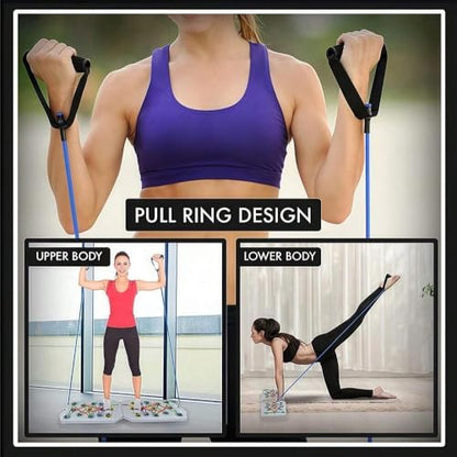 LINGPENG 20-in-1 Push Up Board - Portable Home Gym Equipment with Resistance Bands, Non-Slip Handles & Gloves | Color-Coded Full Body Workout System for Chest/Shoulders/Back/Arms