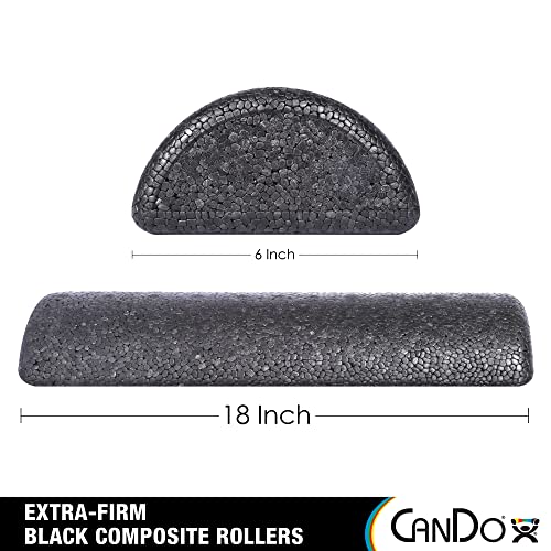 CanDo Black Composite High-Density Foam Rollers for Muscle Restoration Massage Therapy Sport Recovery and Physical Therapy 6" x 18" Half-Round