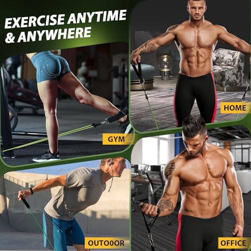 WHATAFIT Resistance Bands with Handles, 5-Level Exercise Bands for Workout - color: Green