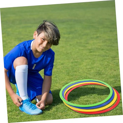 Yardwe 4Pcs Plastic Agility Training Rings for Soccer Football Training Equipment Hopscotch Circles Enhance Coordination Speed Drills