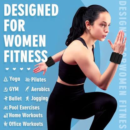 Wrist Weights, 2Pack Adjustable Wearable Wrist Ankle Weights for Women/Men, Silicone Wrist Bangles for Walking, Yoga, Pilates, and Gym, Arm & Leg Workout, 2lb - color: Black