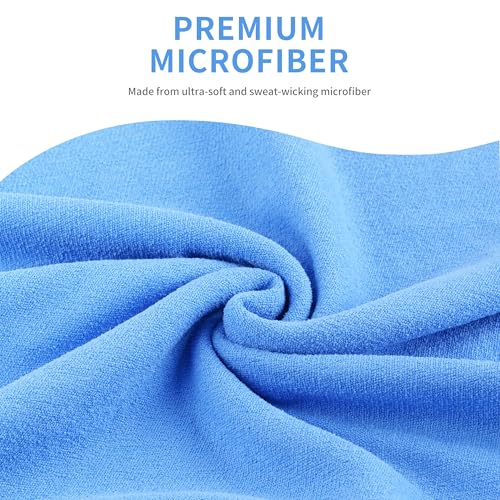 Microfiber Hot Yoga Towel Mat, 24 x 72 inches, with Non-Slip Silicone Grip, Secure Fit Elastic Straps (Blue)