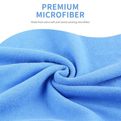 Microfiber Hot Yoga Towel Mat, 24 x 72 inches, with Non-Slip Silicone Grip, Secure Fit Elastic Straps (Blue)