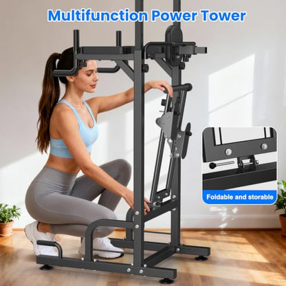 RELIFE REBUILD YOUR LIFE Pull Up Bar Free Standing Power Tower for Home Gym - color: Black-01