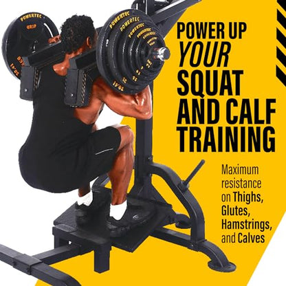 Powertec Fitness Levergym Calf Raise and Squat Machine, Black, 58” x 55” x 61.6”, 500 lbs Max Capacity Weight Training Equipment for Leg Exercise - Premium Home Workout Equipment