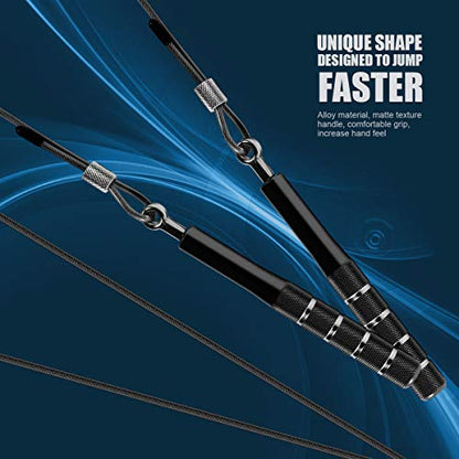 Jump Rope, Wastou Speed Jumping Rope for Training Fitness Exercise, Adjustable Adults Workout Skipping Rope for Men, Women, Kids, Girls - color: Black