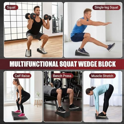 Slant Board for Calf Stretching & Squats – Non-Slip Heel Elevated Squat Wedge Block for Weightlifting, Squat Mobility & Performance | Workout Wedge to Improve Squat Form, Balance & Strength