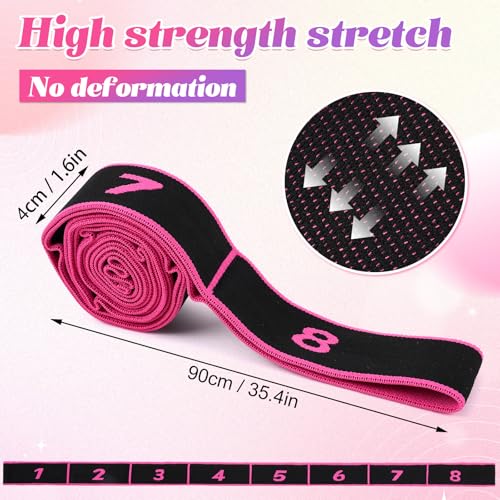 Fitness Resistance Bands with Handles, Adjustable Stretching & Yoga Band for Full Body, 8-Section Elastic Training Band with Clear Marking for Yoga, Stretching, Pilates