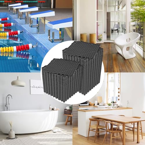ToLanbbt Modular Interlocking Cushion 48P 11.8" x 11.8" Interlocking Rubber Floor Drain Holes Non-Slip Splicing Drainage Mats for Deck, Shower, Kitchen, Drain Pool, Sauna Bath, Indoor Outdoor (Black) - size: 48 PCS