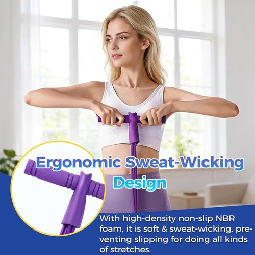 Resistance Bands with Handles, 6-Tube Elastic Fitness Bands Exercise Tension Rope, Anti-Snap Light Weight Latex Pedal Resistance Bands for Abdomen/Waist/Arm/Leg Stretching Training, Yoga, Slim