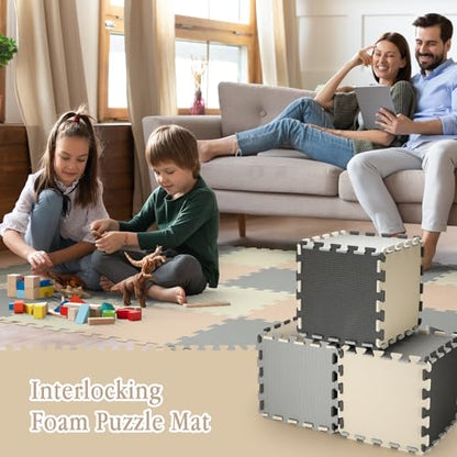 Nuanchu 60 PCS Kids Foam Puzzle Mat,White, Cream, Gray - color: White, Cream, Gray