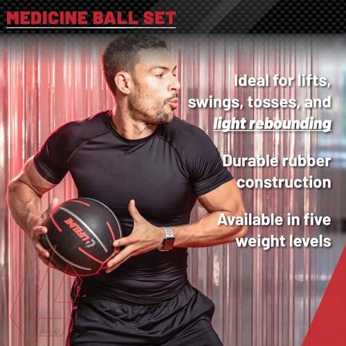 Lifeline Fitness Medicine Ball Set - Total Body Strength and Stability Training - Non-Slip, Light Bounce - Textured Surface - Durable - Home Gym Exercise Equipment