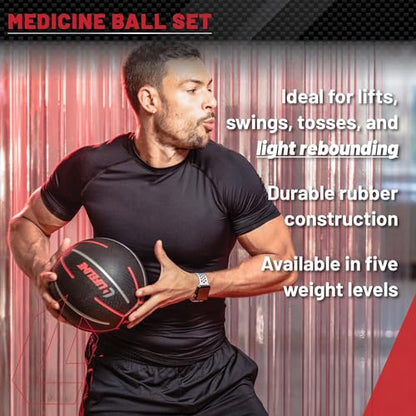 Lifeline Fitness Medicine Ball Set - Total Body Strength and Stability Training - Non-Slip, Light Bounce - Textured Surface - Durable - Home Gym Exercise Equipment