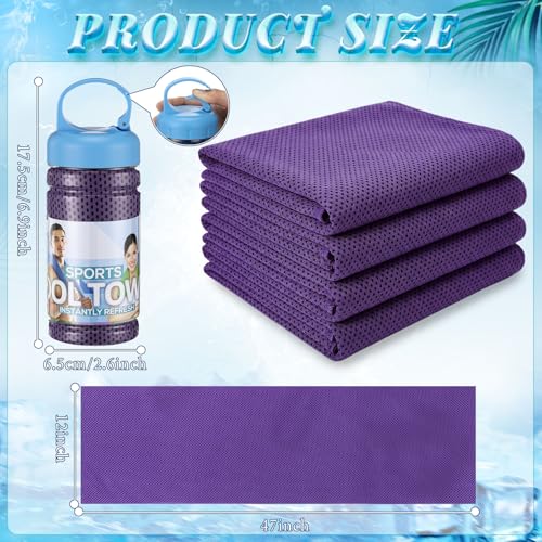 Honoson 10 Pcs Cooling Towels with Bottle, 47 x 12 in, Purple - color: Purple