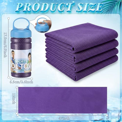 Honoson 10 Pcs Cooling Towels with Bottle, 47 x 12 in, Purple - color: Purple