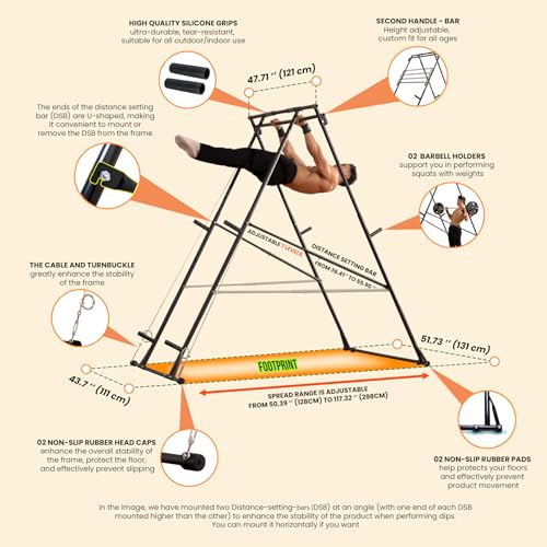 KT Rust-resistant Tall Pull Up Dip Station Squat Rack Foldable Power Tower Stable Multifunctional Exercise Machine Durable Home Gym Strength Training Fitness Equipment Portable Indoor Outdoor Free Standing