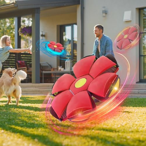3PCS Dog Flying Disc Toy - Light Up Saucer Ball for Dogs - Outdoor Games (Red+Blue+Pink) - color: Red+Blue+Pink