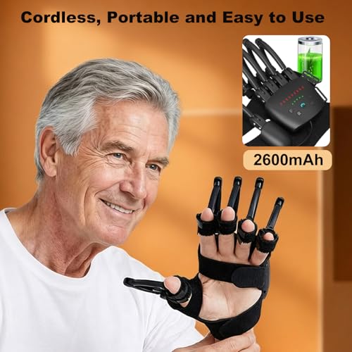 Hand Rehabilitation Robot Gloves for Stroke, Robotic Hand Glove for Stroke Rehab, Adjustable Strength, 4 Modes, Finger Training Therapy Equipment for Hemiplegia Stroke Patient with USB Chargeable