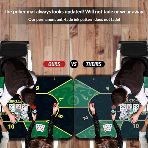 nuveti 70 x 35 Inch Texas Hold'em Poker Mat Portable Rubber Poker Table Top Water Waterproof, Noise Reduction Poker Table Top for Any Tabletop Game - color: 70 X 35 Inch -Lvhuawen6